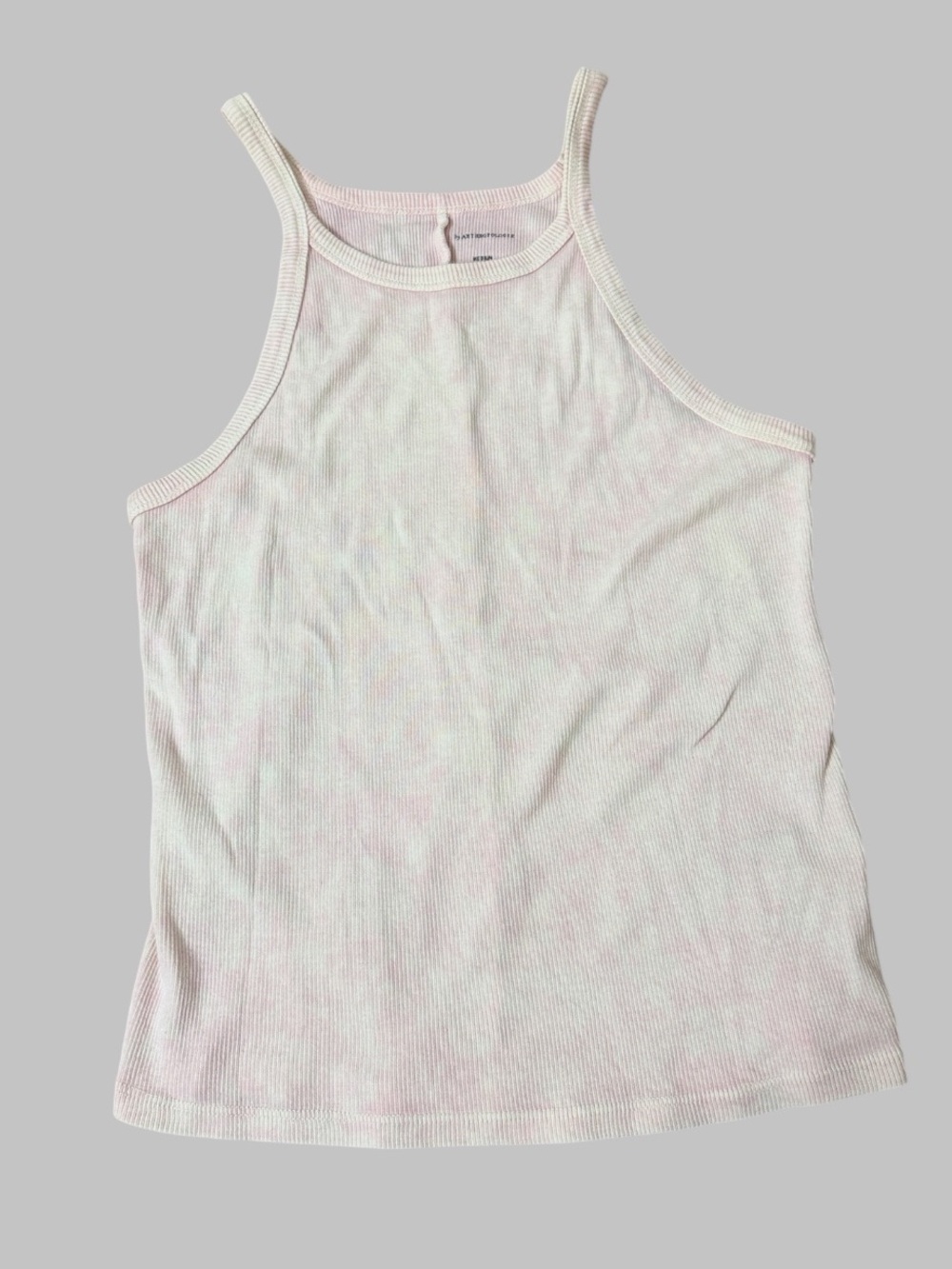 Anthropologie Pink & White Tie Dye High Neck Tank Top